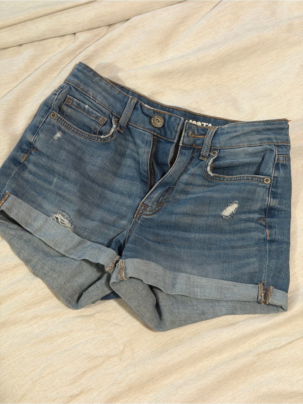 Bethany Mota Blue Rolled-Hem Denim Shorts
